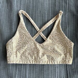 Carbon38 Metallic Gold Foil Cheetah Print Sports Bra